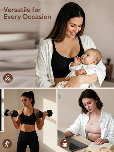 Image of Angelhood Nursing Bras for Breastfeeding, Criss-Cross Back Nursing Sports Bra, Low Impac Support Yoga Maternity Bras