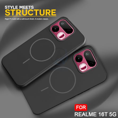 Image of AESTMO Shockproof Back Case Cover for Realme 16T 5G | Slim Hard Shell | Hard Back Cover for Realme 16T 5G (Compatible with MagSafe Accessories, Black)