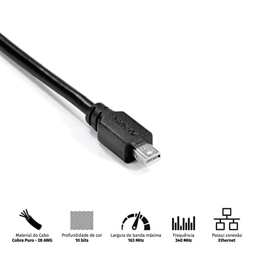 CABO MINI DISPLAYPORT 4K MACHO PARA DISPLAYPORT MACHO V.1.2 28AWG PURO COBRE 2 METROS - PMDDPM-2 - P