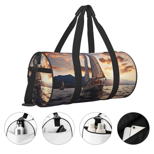 Travel Duffle Bag Weekender Bags for Men Women with Shoe Compartment Large Capacity Weekender Overnight Bag Sailing Boat Carry On Tote Bags Sport Gym Bag for Travel Yoga, Black, One Size3