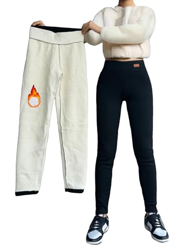 Mallas calientes de felpa contra el frío invernal con leggings forrados con fleece grueso