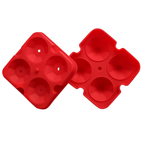 Silikon Eisformen,3 Packs Eiswürfelschale Silikonform,4 Fach Ice Cube Tray Eisformen,BPA Frei, für Saft,Whisky,Cocktail,Rot