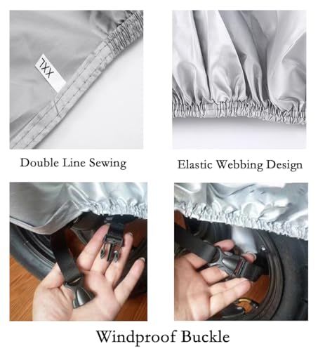 Image of Motorcycle Cover Waterproof, Outdoor Motorbike Cover with Lock-Holes, All Season Protection Motorbike Vehicle Covers Fits up to 97 inch Motorcycles - 2XL Size