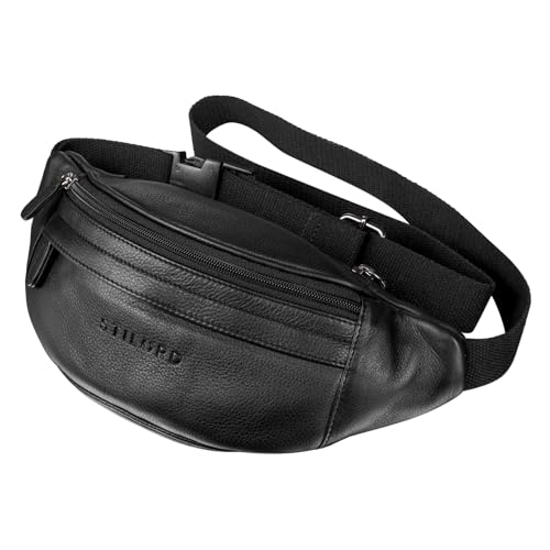 STILORD Terry Sacoche de Ceinture Cuir Vintage Homme Femme Sac Banane avec Ceinture Réglable Pochette Ventrale pour Sport Voyages Travail Festival Couleur:Noir