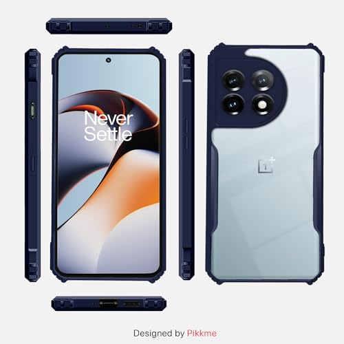 Image of Outlouders Back Cover for OnePlus 11R 5G | Ultra Hybrid Transparent | Full Camera Protection | Raised Edge | Crystal Clear Bumper Case (Blue)
