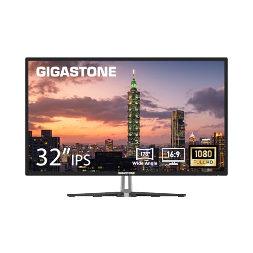 Image of Gigastone 32 inch IPS LED Back Light Monitor 75Hz FHD 1920 x 1080, 178 Wide View Frameless Computer Monitor 5ms, Eye Care Technology, Ergonomic Tilt VESA Mount, HDMI VGA