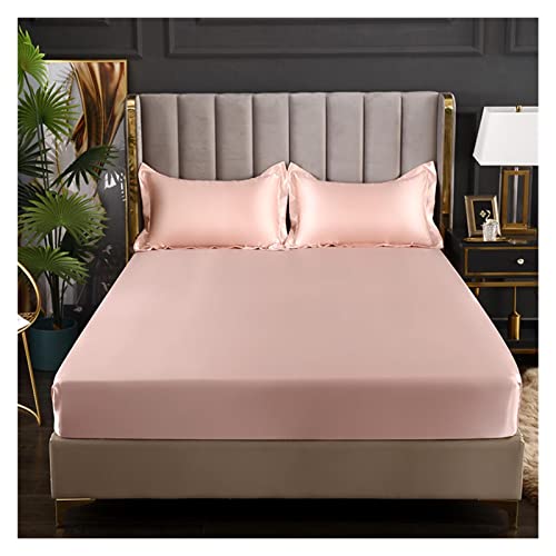 SáBana De Seda Helada Funda de colchón 180x200 Sábanas Inferiores tamaño King for Cama hogar sabanas Individual con Banda Goma (sin Funda Almohada)