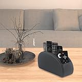 WAYIFON Fernbedienungshalter mit 5 Taschen, Große Halterung für TV, DVD,4K Stick und Bluray Fernbedienungen, Fernbedienung Aufbewahrung für Stifte,M-Schwarz