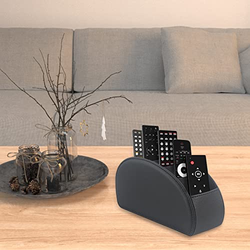 WAYIFON Fernbedienungshalter mit 5 Taschen, Große Halterung für TV, DVD,4K Stick und Bluray Fernbedienungen, Fernbedienung Aufbewahrung für Stifte,M-Schwarz