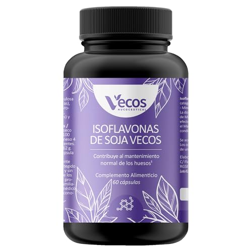 Vecos Nucoceutical - Isoflavonas de Soja y calcio para alivio de la menopausia - 60 Cápsulas
