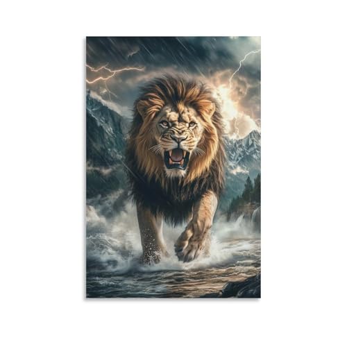 Toile de lion décoration murale moderne salon et chambre 40 x 60 cm