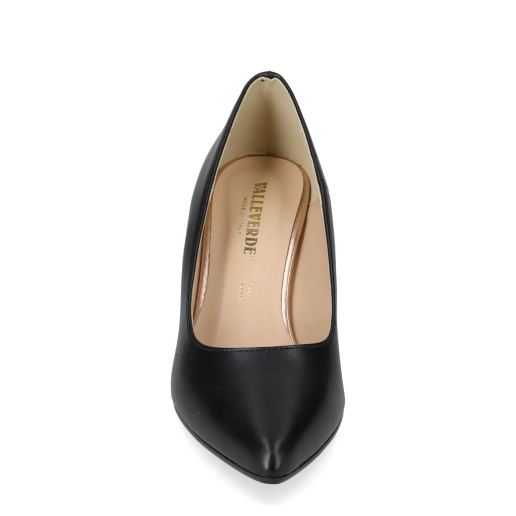 Valleverde 19100A Decollete Cerimonia Donna Pelle Sintetica Nero Tacco Stiletto 8Cm Suola Gomma