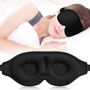 Sleep Mask for Women Men, Side Sleeper, Upgraded 3D Contoured Cup Sleeping Mask, Light Blocking Eye Mask for Sleep,Breathable & Soft for Sleeping, with Adjustable Elastic Strap, Black.