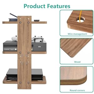 Wali floating entertainment shelf holds up to 22lbs wooden floating shelf for under tv for dvd players cable boxes routers game consoles living room decor accessories cs303n 3 shelves  urban country home decor