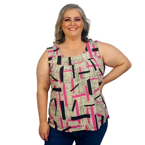 Blusa Feminina Plus Size Bata Regata Senhora Estampada