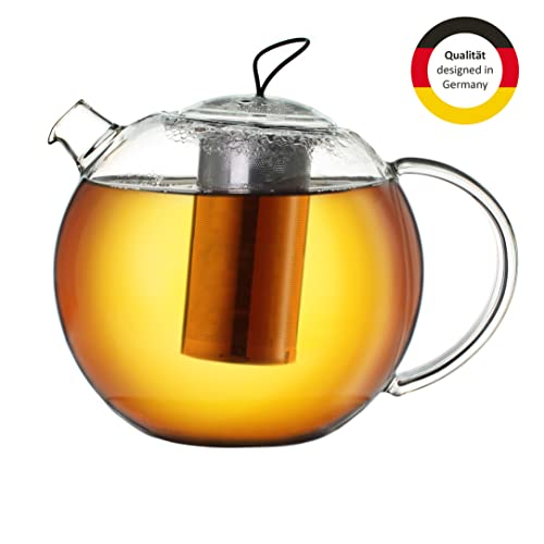 Creano Tetera JUMBO, Tetera de Vidrio en 3 Piezas en un Juego de Tetera con Filtro Integrado de Acero Inoxidable y Tapa de Vidrio | 1,0L - Imagen 7