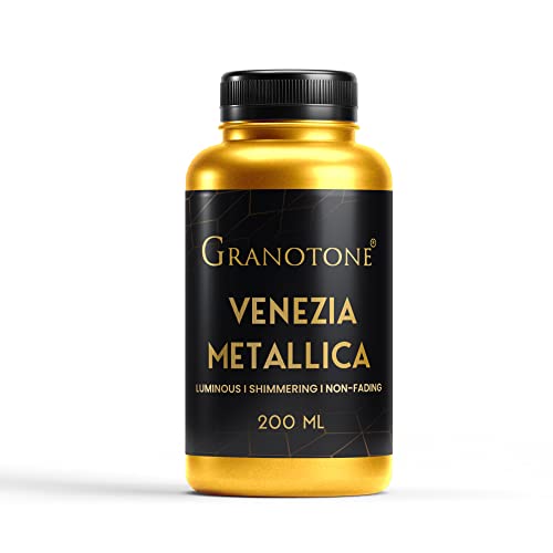 GRANOTONE Acrylic Venezia Metallic Colour | 200 ML (24 Carat Gold) | DIY/Craft | Water-Based | Non-Toxic | Shimmering Effect | Pro Artists, Hobby Painters & Kids
