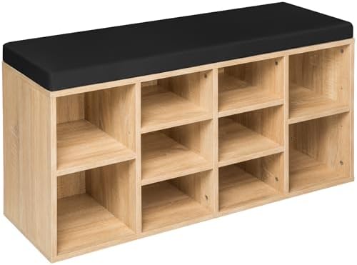 tectake® Zapatero Madera con cojín extraíble, estanteria Zapatero...