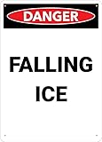 Falling Ice Warning Portrait Sign Metal 8X12 Inch Rust Free Aluminum,Uv Ink Printing,Durable/Weatherproof Outdoor For Home