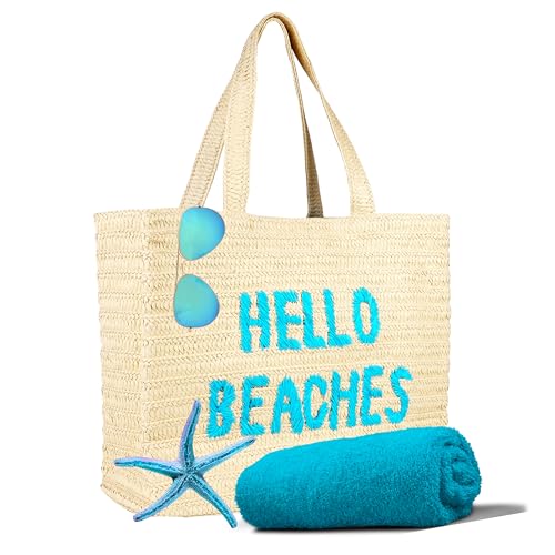 Hello Beaches: beach bags for women vacation. A packable straw