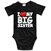 I Love My Big Sister Infant Romper Cotton Newborn Baby Short Sleeve Bodysuit Funny Jumpsuit for Baby Black