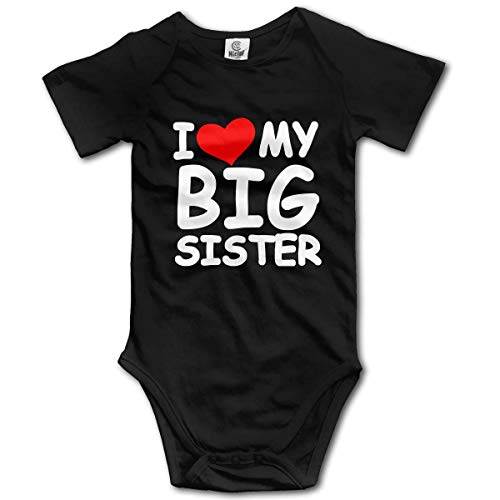 I Love My Big Sister Infant Romper Cotton Newborn Baby Short Sleeve Bodysuit Funny Jumpsuit for Baby Black