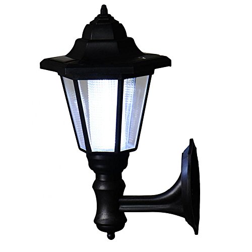 LED Lampe Solaire Mural Applique Extérieure Style Vintage pour Couloir Porte du Jardin- Noir - Blanc Froid