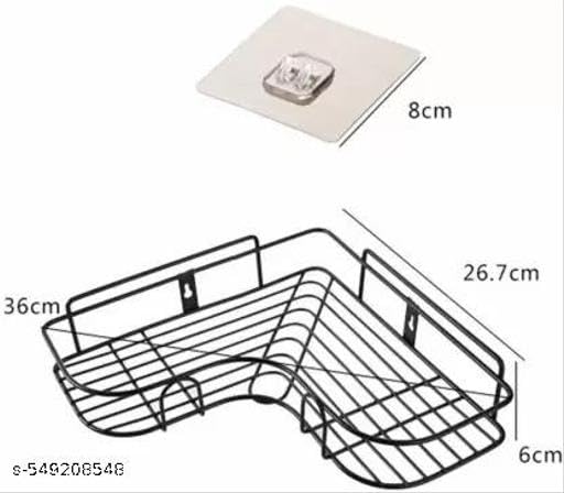 (Pack of 2) Multipurpose Self-Adhesive Kitchen Bathroom Corner Rack and Stands Mounted with Strong Magic Sticker Durable Hook Home Essentials/LCORNER/Bathroom Corner 2PIS|PRI-P3633 3