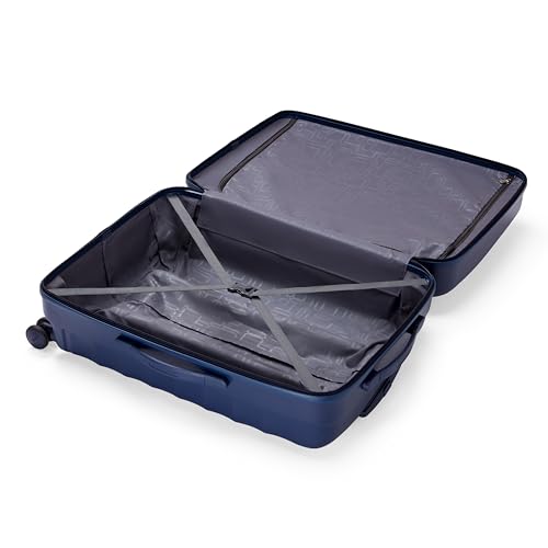 Image of American Tourister Barcelona | Check-in Trolley Bag (69 cm) | 360 8 Wheel Travel Luggage | Hard Case Polycarbonate Suitcase | Mounted Combination Lock | Midnight Blue