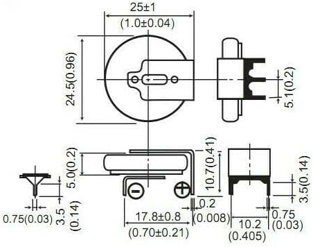 Pile lithium PCB horizontale 2+1pin CR2450 3V 620mAh (10)