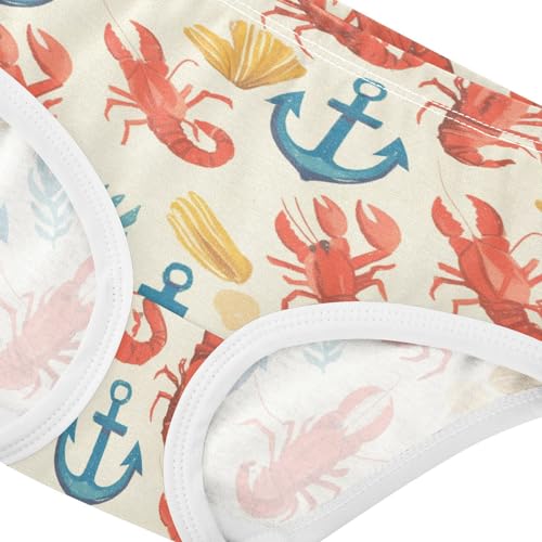 Wusikd Anchor Red Lobster Girls' Underwear Cotton Sea Green Girls Briefs Soft Toddler Underwear 2T4