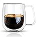 VARANO Double Wall Insulated Espresso Mug With Handle-Crystal Clear Cup For Tea, Coffee, Milk or Cold Drinks- Heat Resistant Layered Top Quality Lead Free Borosilicate Glass- Great Gift Thermal Mug