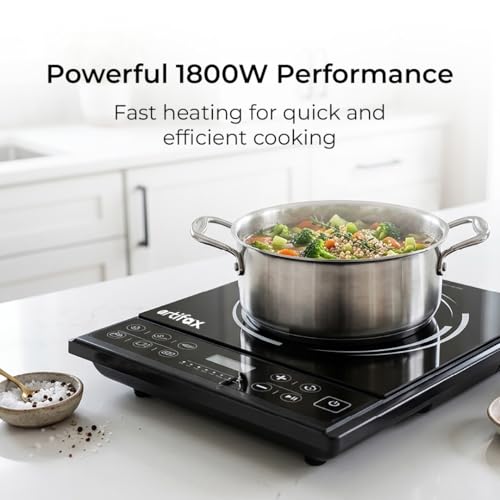 Image of ARTIFAX 1800W Induction Cooktop with 6 Power Levels & Push Button Control | Auto Cook Menu | Overheat Protection | LED Display | Energy Efficient Electric Induction Stove (Black)
