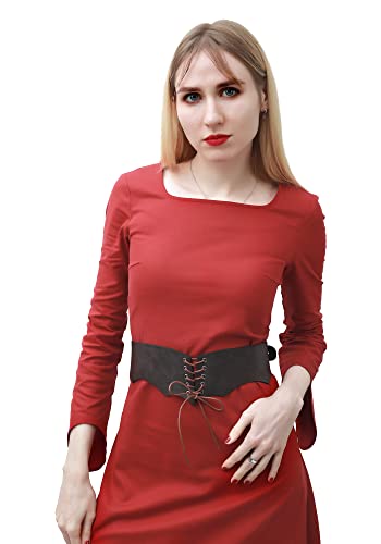 VISINE Espartilho feminino Steampunk FURPHI estreito medieval com cadarço de couro sintético na cint