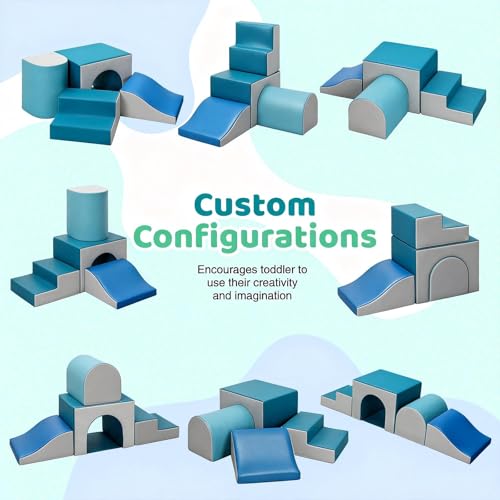 Image of Sumbababy Foam Climbing Blocks for Toddlers: with a Tunnel - 4 PCS Foam Blocks - Kids Indoor Climbers Play Structures Play Gym Soft Climber with Slide and Stair Soft Playground Green