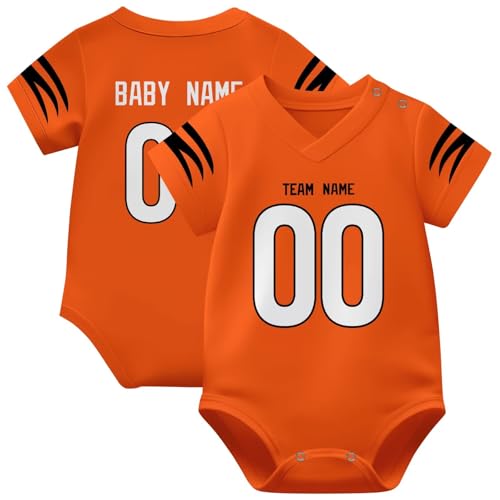 Image of KREDE Baby Clothes Unisex Bodysuit Jersey Style Custom Name Number for Baby Boys