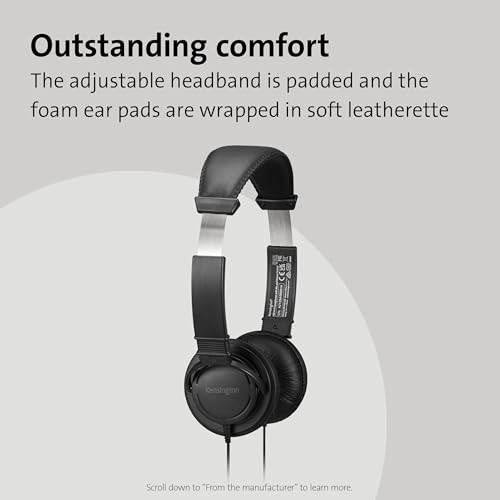 Image of Kensington Hi-Fi 3.5mm Headphones with Mic & Volume Control Button (K33597WW)