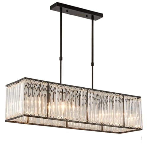 Suspension rectangulaire en cristal au design moderne et prestigieux pour grand séjour