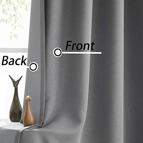 WEST LAKE Gray 90% Blackout Curtain with 8 Grommets Top Textured Triple Weave Energy Efficient Drapes for Living Room Bedroom Thermal Insulated Noise Reducing Solid Linen Drapes, 50"x72"x2, Grey
