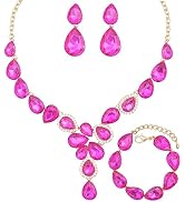 Chaoyite Leafy Wedding Jewelry Set - Floral Cluster Necklace, Earrings & Bracelet For Brides, Prom, Party