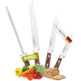 ZOLMER® Messerset X5 – Profi Allzweckmesser, Brotmesser, Kochmesser, Gemüsemesser & Wetzstahl – Scharfe Küchenmesser aus Deutschem Edelstahl mit Pakka Holz Griff – Premium Qualität für den Haushalt