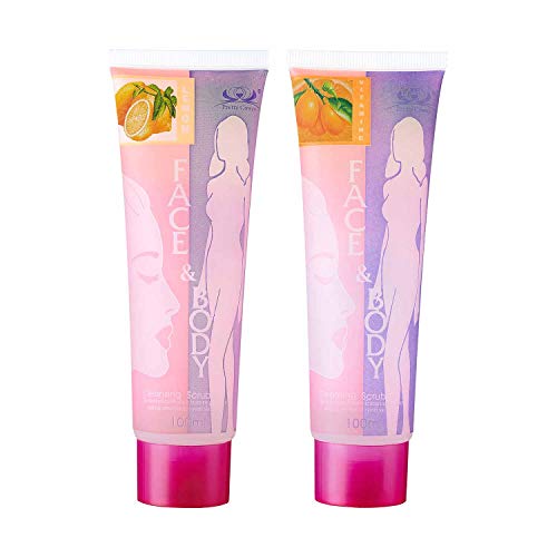 Sumeitang 2 Pcs Face and Body Scrub Gel Deep Cleaning Exfoliating Body Face Scrub Facial Exfoliator Full Body Wash Scrub for Healthy-Looking Skin - Lemon & Vitaminc