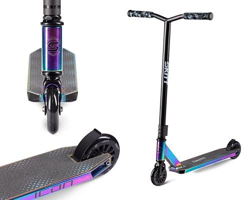 Patinete Freestyle SKITT - Icon | Rodamientos ABEC-9 de Alto Rendimiento | Construcción Ligera de Aluminio | Manillar Freestyle con rotación de 360° (Arcoíris)