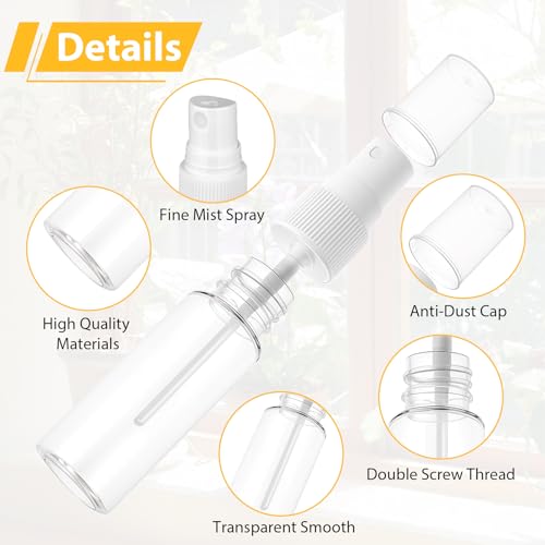 6 Pack Spray Bottle, 20ml Small Plastic Fine Mist Spray Bottles Mini Empty Travel Bottles Small Refillable Liquid Containers for Travel Perfume Cosmetics Cleaning Care3