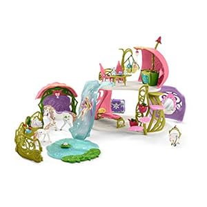 SCHLEICH 42445 Bayala – Glinsterend bloemenhuis met eenhoorn, meer en stal – Speelfigurenset – Kinderspeelgoed voor Jongens en Meisjes – 5 tot 12 jaar – 57 Onderdelen