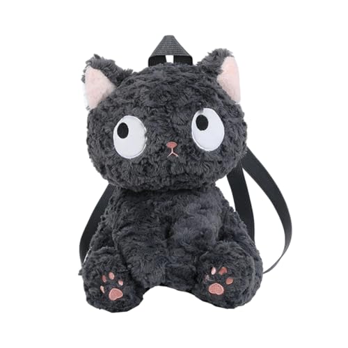 GK-O Women Cute Black Cat Backpack Plush Shoulder Bag Kawaii Purse Gift