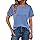 AUTOMET Women's Short Sleeve Shirts Dressy Lace Summer Tops 2025 Spring Trendy Casual T-Shirts Cute Work Outfits Blouses Blue M
