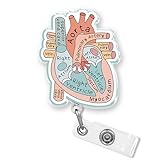 Heart Anatomy Badge Reel Retractable 1.8 Inches Anatomical, Cardiology, Aorta, Medical ID Card Holders, Alligator/Belt Clip, Acrylic Material, Badge Holders Accessories DIY Gift for Nurse Doctor