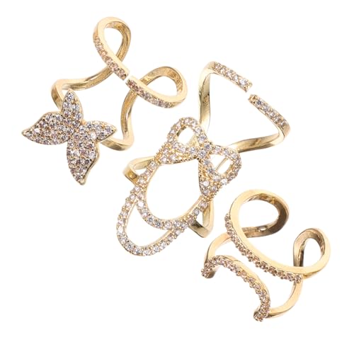 FRCOLOR 3pcs Detachable Fingernail Zirconia for Women Elegant Nail Art Jewelry for Stylish Manicures Versatile Finger Decoration Comfortable Fit for All Occasions