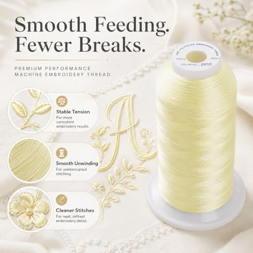 Image of Simthread Embroidery Machine Thread 5000M 40WT Polyester, Cream Brown 010 | 5000M 40WT polyester thread feeds smoothly for home or commercial embroidery projects.